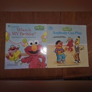 Children Book Sesame Street  Anybody Can Play + When Is My Birthday Book Lot X2